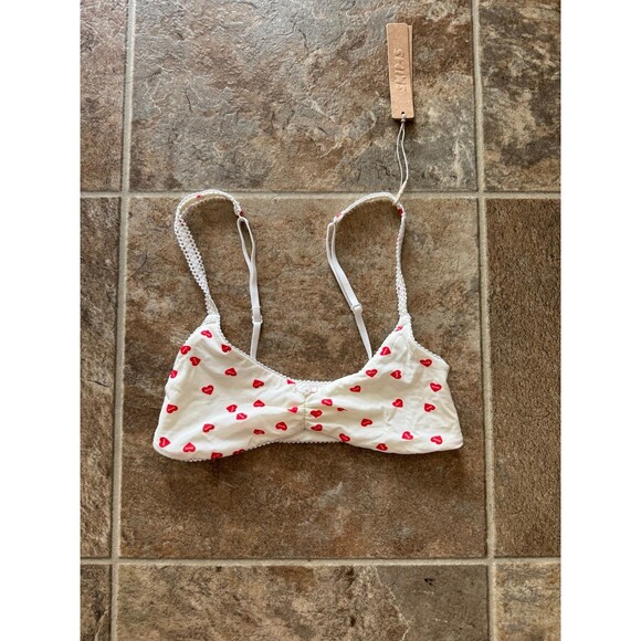 Skims Fits Everybody Picot Skimpy Scoop Bralette Ruby Heart Print Size XXS - Picture 6 of 10